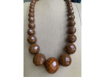 Vintage Beautiful Brown Colored Graduated Faceted Beaded Necklace