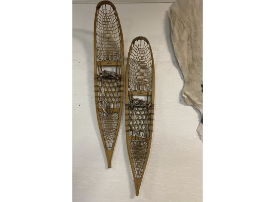 Circa 1955 US Snowcraft Wood And Rawhide Snowshoes