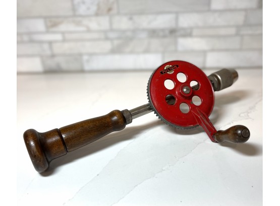 Fantastic Vintage Fulton Hand Drill,  Bright Red In Excellent Vintage Condition