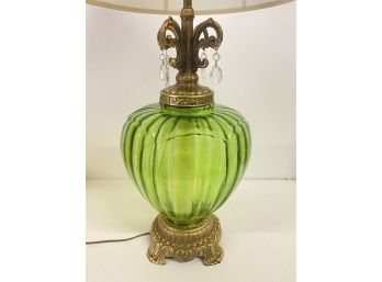 Giant Green Glass Globe Lamp Vintage Beauty