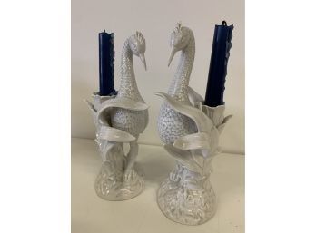 Fitz & Floyd Ceramic Bird Candle Holders