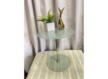 Small Frosted And Tempered Glass End Table