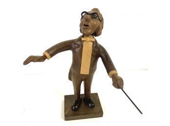 Beautifully Carved Wood Figurine  Music  Conductor  11.5 Inches