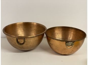 Two Vintage Copper Mixing Bowls