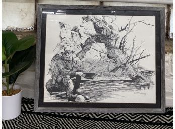 Matted Framed And Pencil Signed Vintage Lithograph, Carlos Hadaway