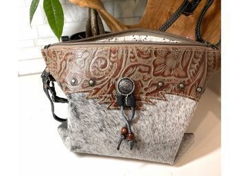 Fabulous Cross Body MYRA Bag,  Embossed Leather And Hair-on Hide.