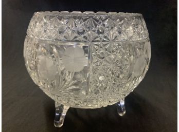 Round Footed Cut Glass Crystal Bowl