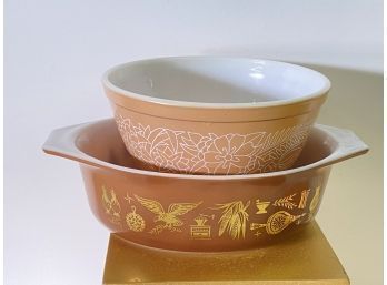 Two Pyrex Dishes Bowl And Casserole