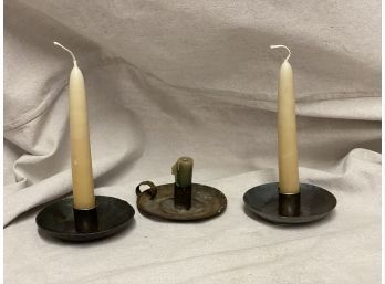 Old Hand Made Candle Holders And Candles!