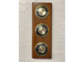Vintage Barometer Thermometer Hygrometer With Glass Covers