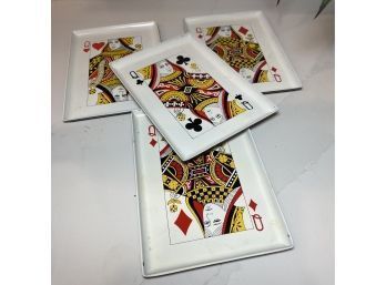 VIntage Card Games Nut/snack Trays.  Graphic Queen Motif.  Approximately 5.25 X 7.5