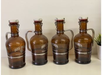 Four 2 Liter Glass And Aluminum Handled Growlers From Big Horn Brewing Co