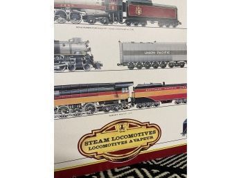 Vintage Locomotives Poster, 38 X 27 Adhered To Foam Core