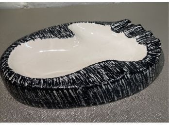 Mid Century Modern Cigar Ashtray, Large Textured Black And White