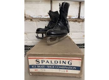 Vintage Spalding Ice Skate Shoes, Size 9 1/2 D