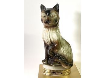 Vintage Siamese Cat Decanter For Beams Trophy Bourbon Whiskey