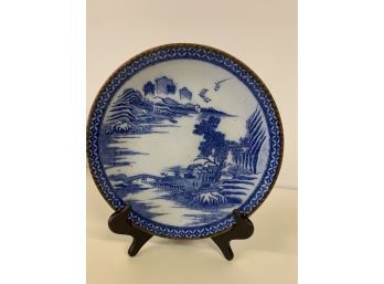 Beautiful Blue & White Asian Inspired Decorative Plate  11 Inch