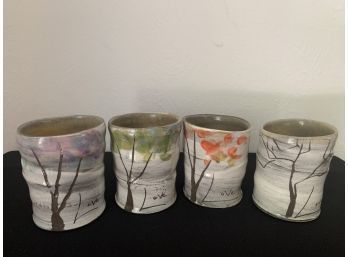 Love The Trees Please  Set Of 4  Pottery  Cups All 4 Seasons