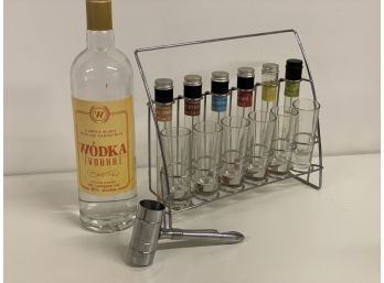 Vintage Barware And Russian Vodka Bottle