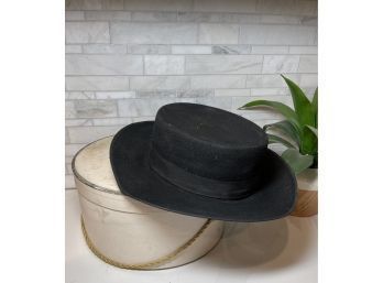 Vintage Black Sombrero Espanol Hat In Original Belton, NY Box.