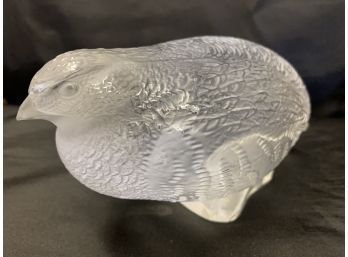 Lalique Textured Crystal Quail Bird Figurine