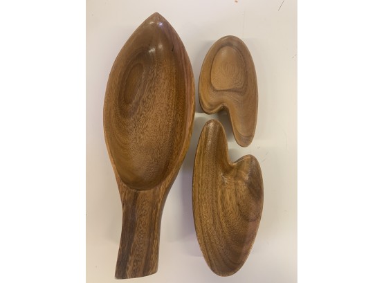 Set Of Three Carved Wood Bowls