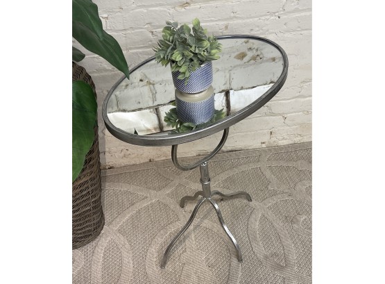 Silver Mirrored Side Table, 23 X 15.5 X 28 High