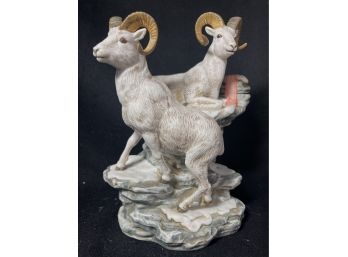 Ski Wildlife Series, Limited Edition The Dall Sheep,Bachelor Rams Porcelain Figurine