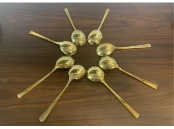 Vintage Dirilyte Dirigold Goldware Spoons Set Of  Eight
