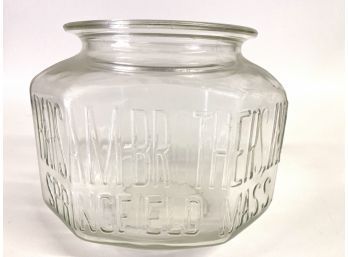 Rare Large Counter Jar Marked Brasam Brothers Springfield Mass