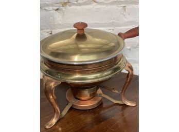 Beautiful Vintage Copper And Brass Chafing Dish Set.