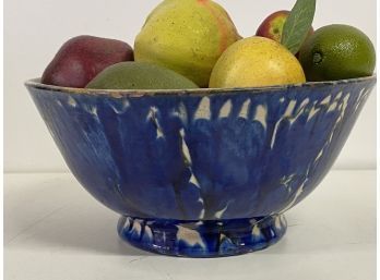 Amazing Old Mexican Blue Glaze Bowl