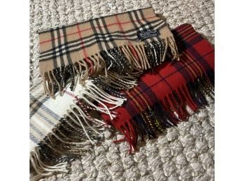 Trio Of Plaid Scarves Burberrys, Frost Bros. And V. Frass Labels