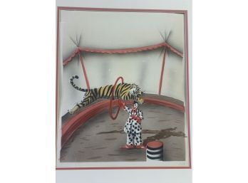 Shirrell Graves Painting Big Top Clowns Tiger Circus Signed & Numbered