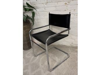 Mid Century Modern Cantilever Chair Chrome With Black Leather