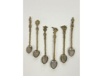 Six Vintage Cast Tea Spoons Unmarked