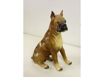 Vintage Mortens Studio Porcelain Boxer Dog With Original Tags