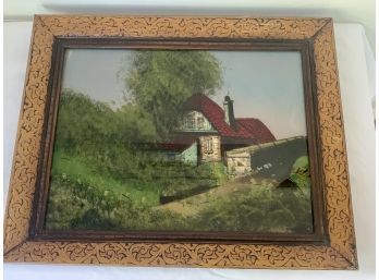 Vintage Reverse Glass Painting  Approx. 13 X 16 Inches