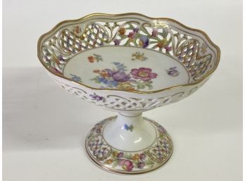 Fantastic Dresden Flowers Schumann Candy Dish 5.5 Inches Tall