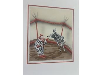 Shirrell Graves  Airbrush Painting Clown & Zebra Circus, Signed & Numbered