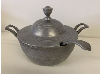 Colonial Inspired Pewter Soup Tureen With Ladle