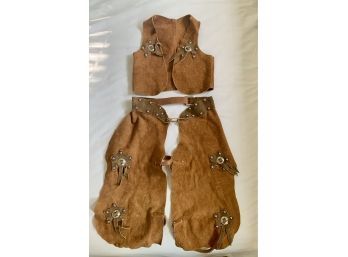 Vintage Childrens  Vest & Chaps  Leather/ Suede