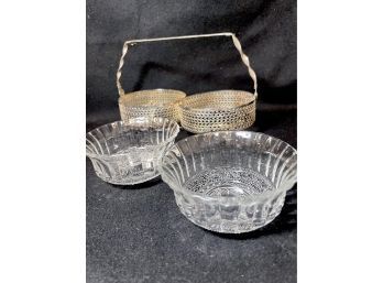 Sweet Vintage Silver Relish Or Sauce DUO With Ornate Bowls