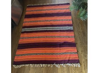 Brightly Colored Mexican Blanket, Soft And Cozy. Approx 60 X 72 W/ Fringe