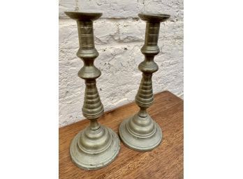 Heavy Brass Candle Sticks 12 Inches Tall