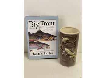 Fishing Book And Vintage Fish Vase