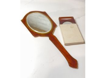 Vintage Amber Tortoise Shell Mirror Duo