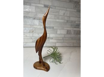 Mid Century Modern Wood Carved Crane/Egret Figurine