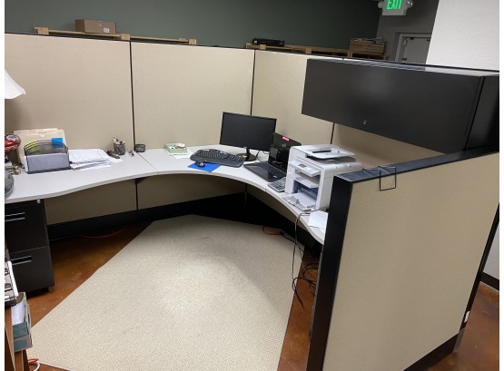 Large Office Cubicle With 6 Foot Tall Walls And Over Desk Storage