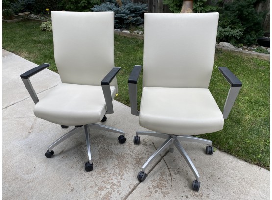 #2 Pair Of Lovely Rolling White Office Chairs